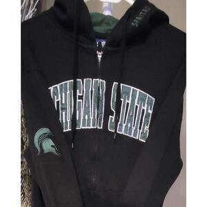 Michigan State Spartans Campus Heritage Hoodie Full Zip Arm Patch Size Medium
